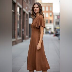 Lost + Wander Warm Bronze Midi Dress
